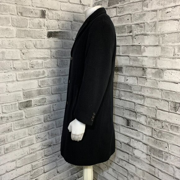 Hugo Boss Wool Trench Coat Large Black Preppy Old Money Corpcore 90s Overcoat - Picture 8 of 16